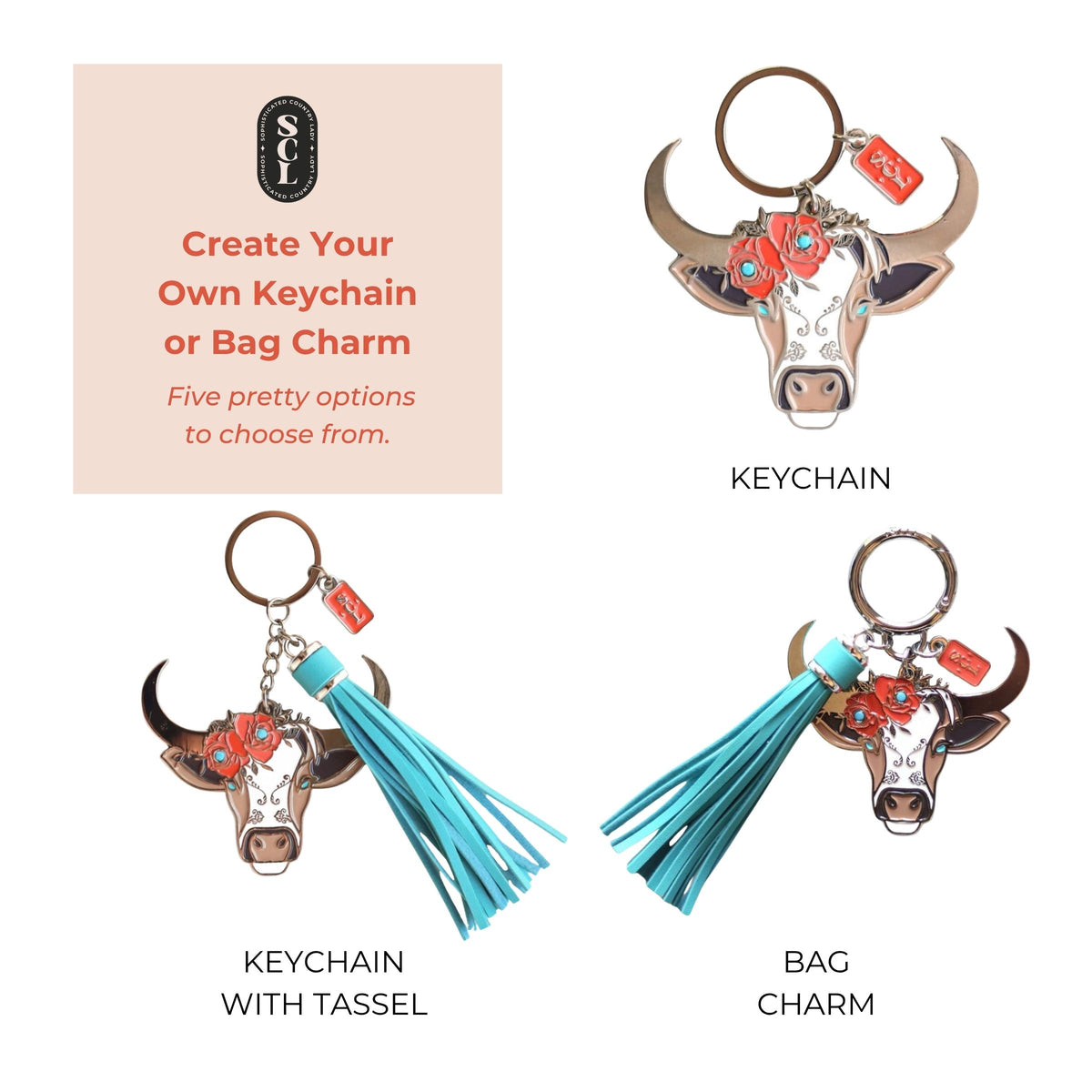 Americana Cowgirl Hat Keychain or Bag Charm