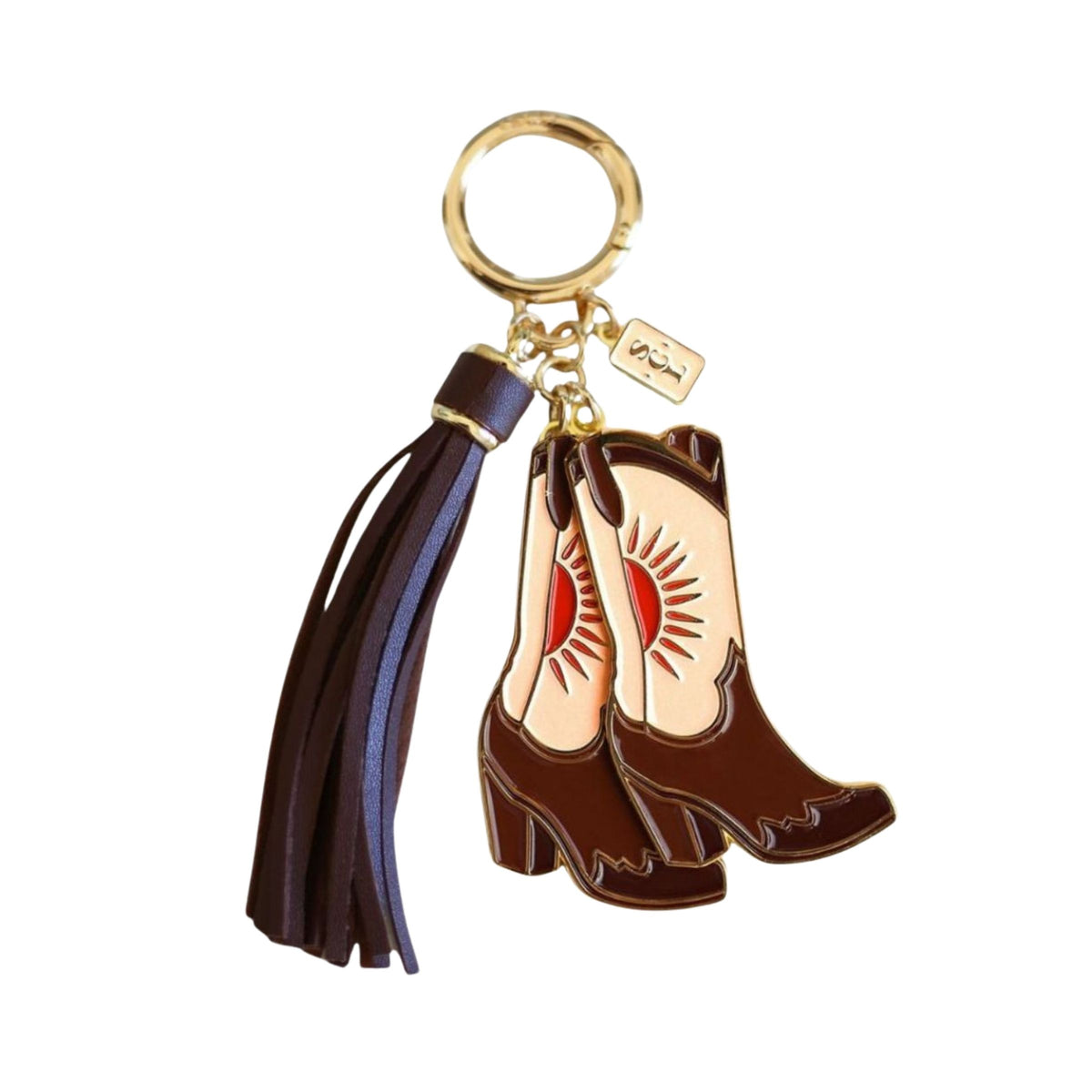 Pink Sunburst Cowgirl Boots Keychain or Bag Charm