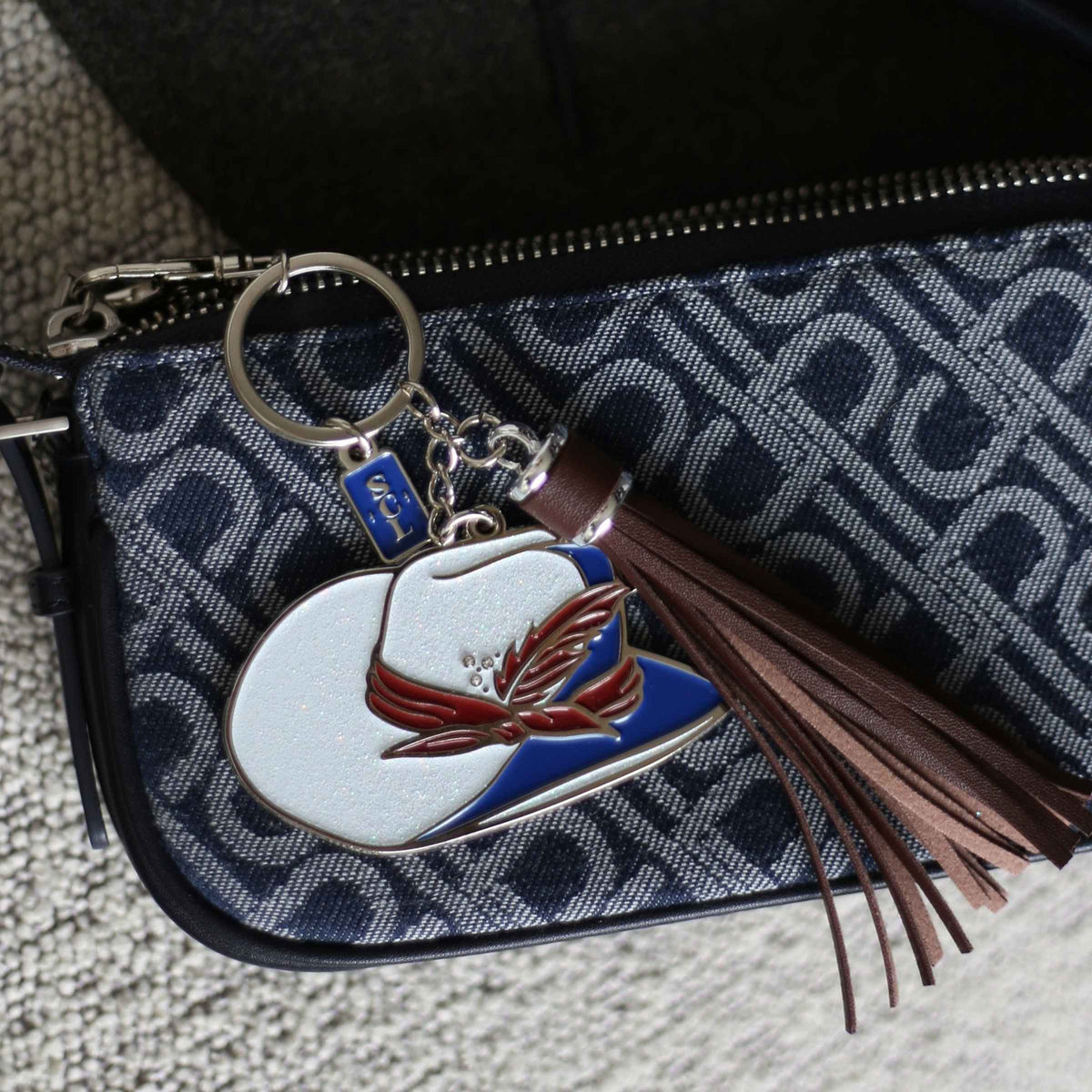 Americana Cowgirl Hat Keychain or Bag Charm