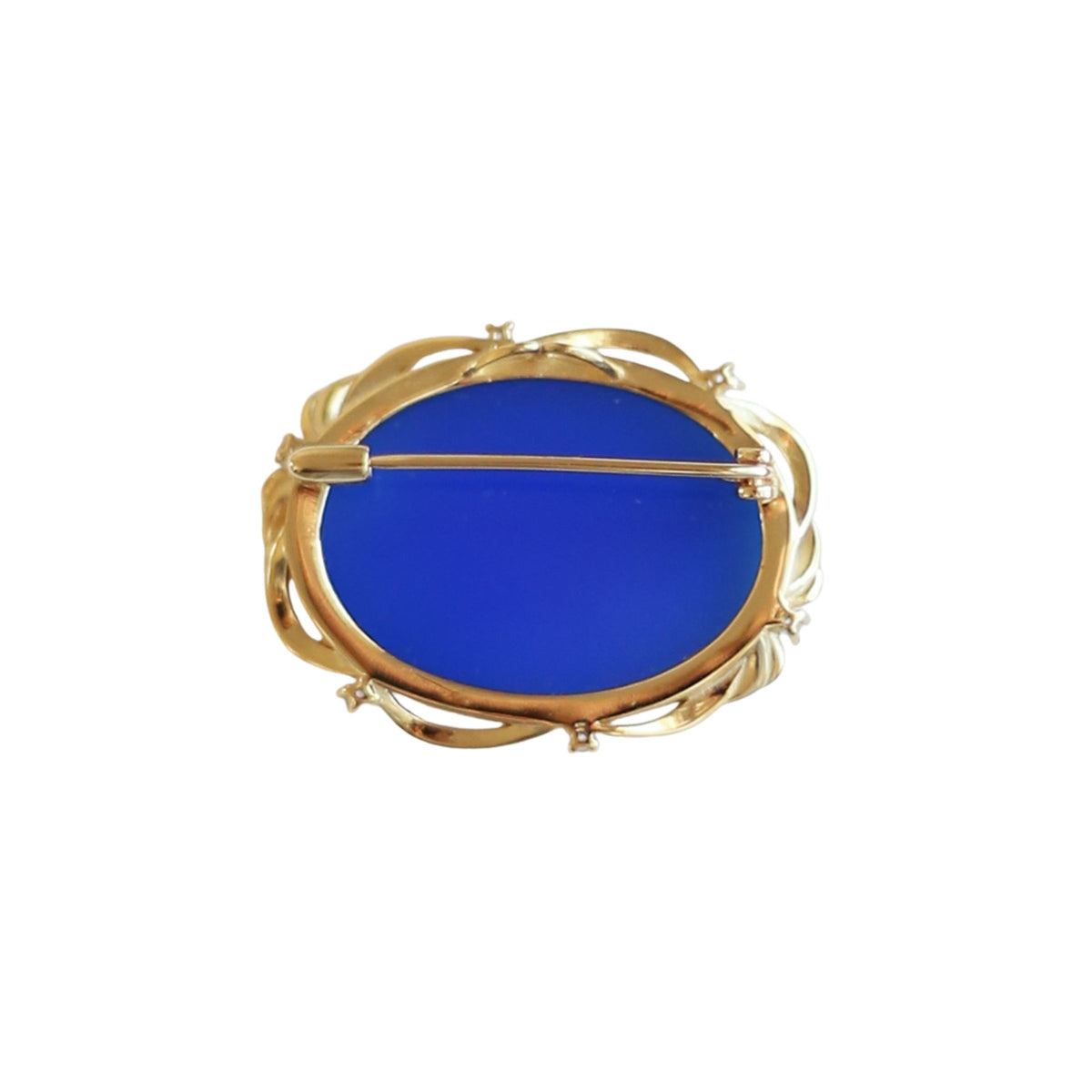 Blue Floral Cameo Brooch