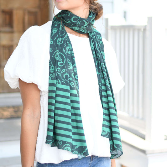 Evergreen Paisley Viscose Stole Scarf