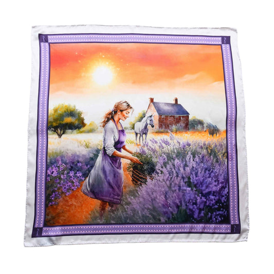 Lavender Harvest Silk Scarf Squarelet