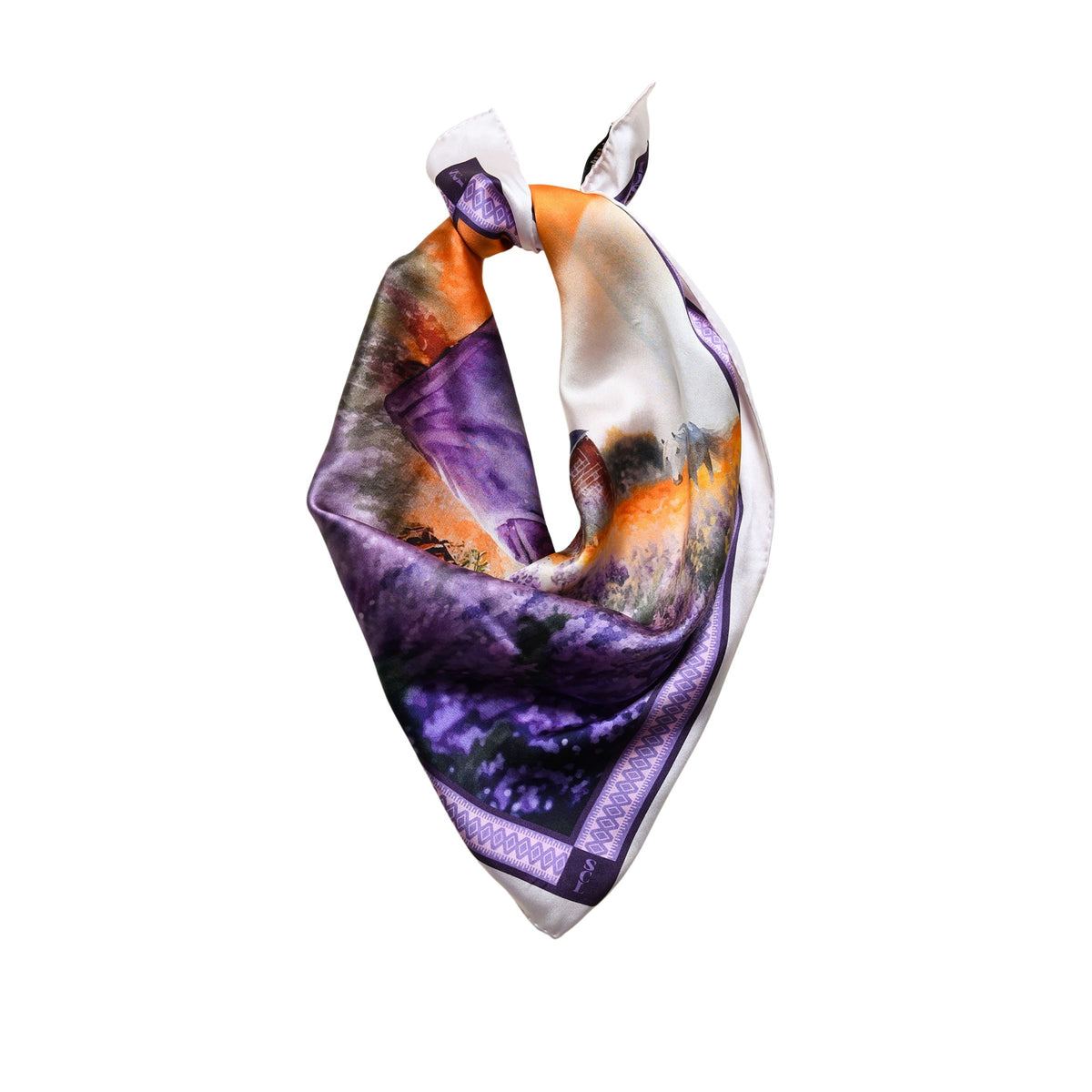 Lavender Harvest Silk Scarf Squarelet