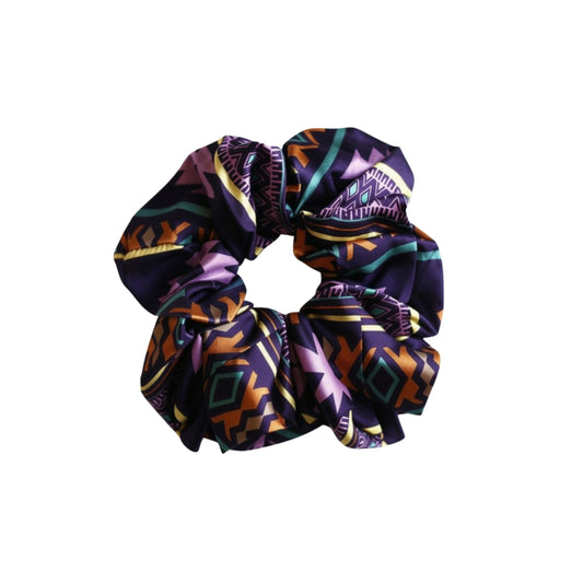 Midnight Violet Aztec Silk Scrunchie