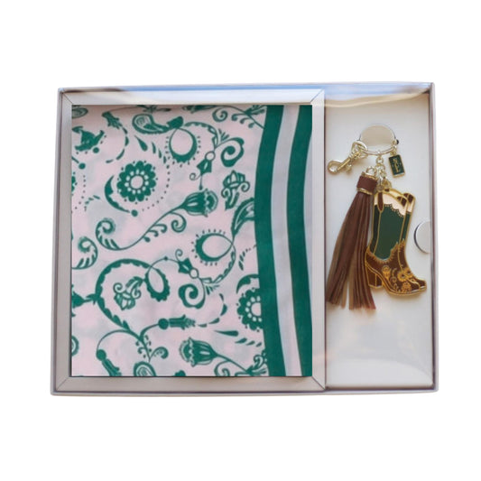 Paisley Chic Viscose Scarf Gift Set with Keychain