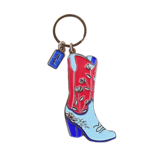 Patriotic Cowgirl Boots Keychain or Bag Charm