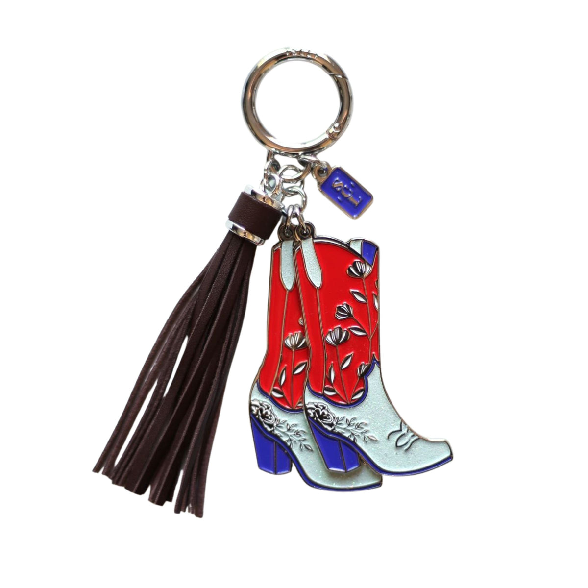 Patriotic Cowgirl Boots Keychain or Bag Charm