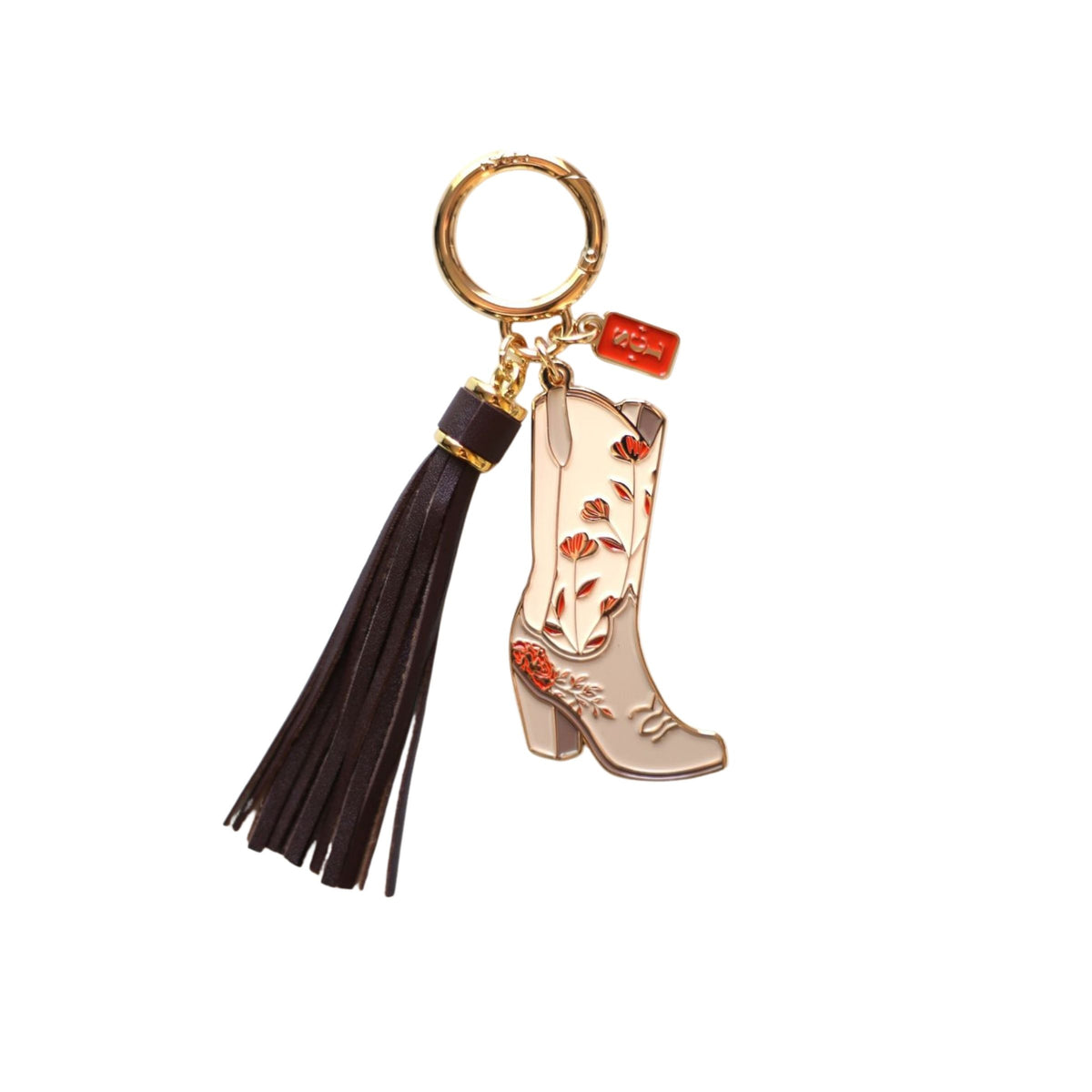 Pink Floral Cowgirl Boots Keychain or Bag Charm