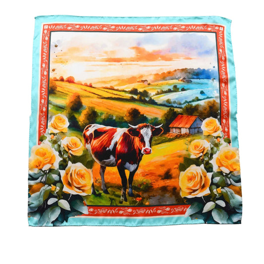 Prairie Rose Roundup Silk Scarf Squarelet