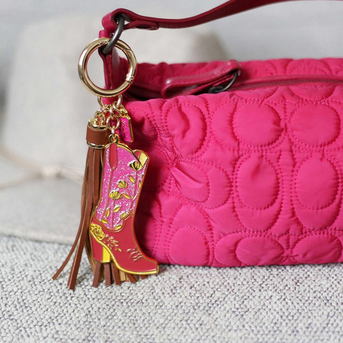 Rodeo Glam Cowgirl Boots Keychain or Bag Charm