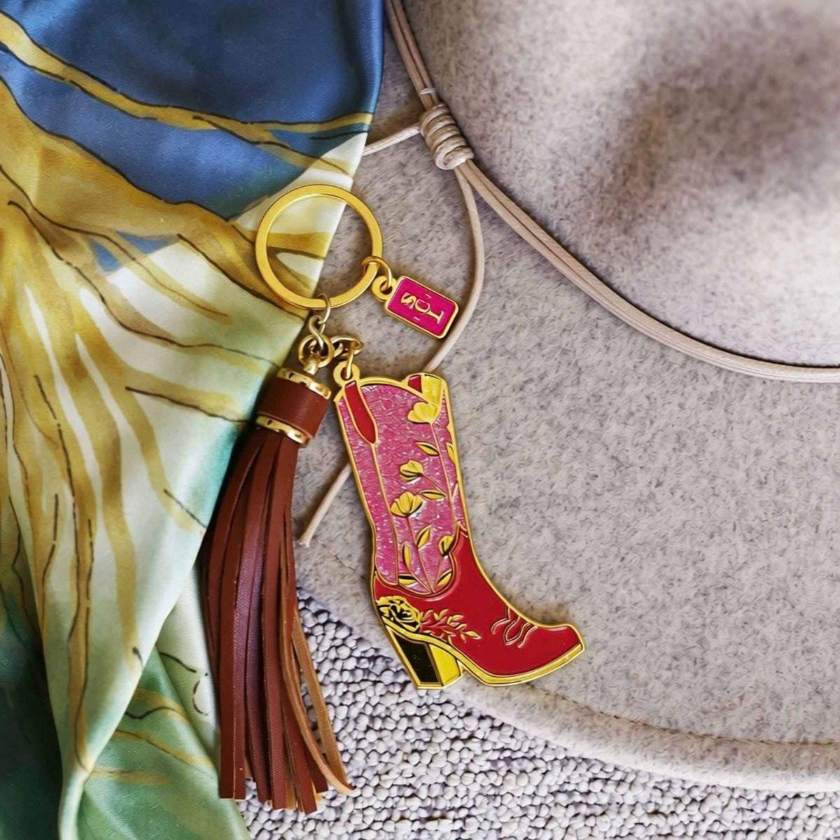 Rodeo Glam Cowgirl Boots Keychain or Bag Charm