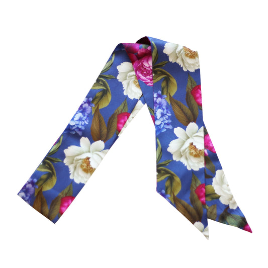 Romantic Blue Floral Twilly Scarf