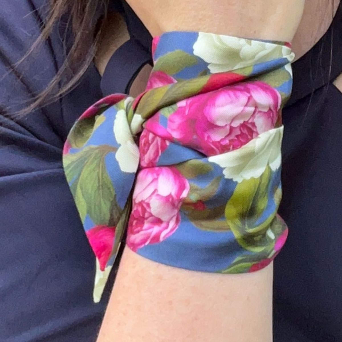 Romantic Blue Floral Twilly Scarf
