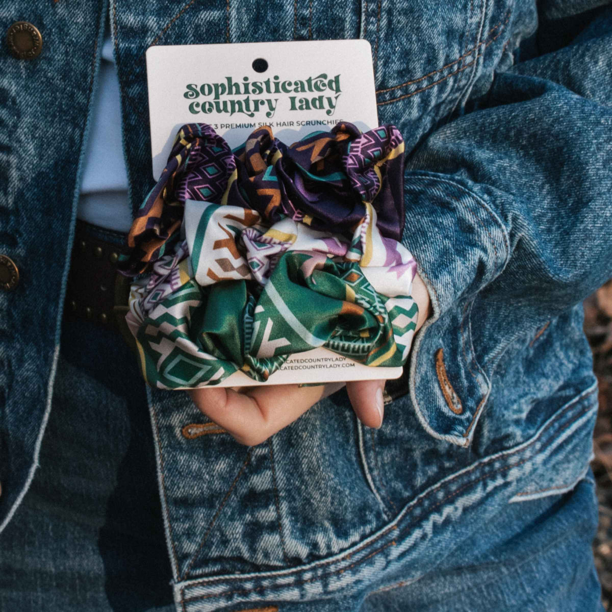 Silk Scrunchies 3 Pack – Southwestern Aztec Print