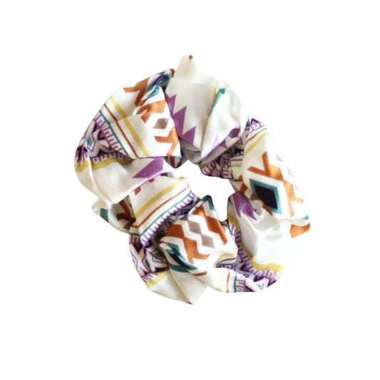 Snow Aztec Silk Scrunchie