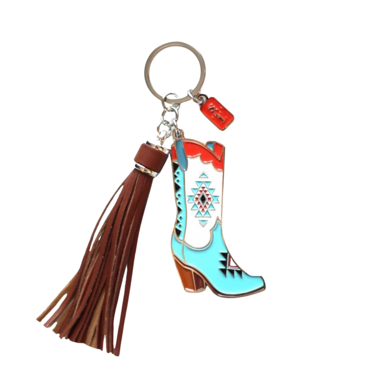 Southwest Aztec Cowgirl Boots Keychain or Bag Charm