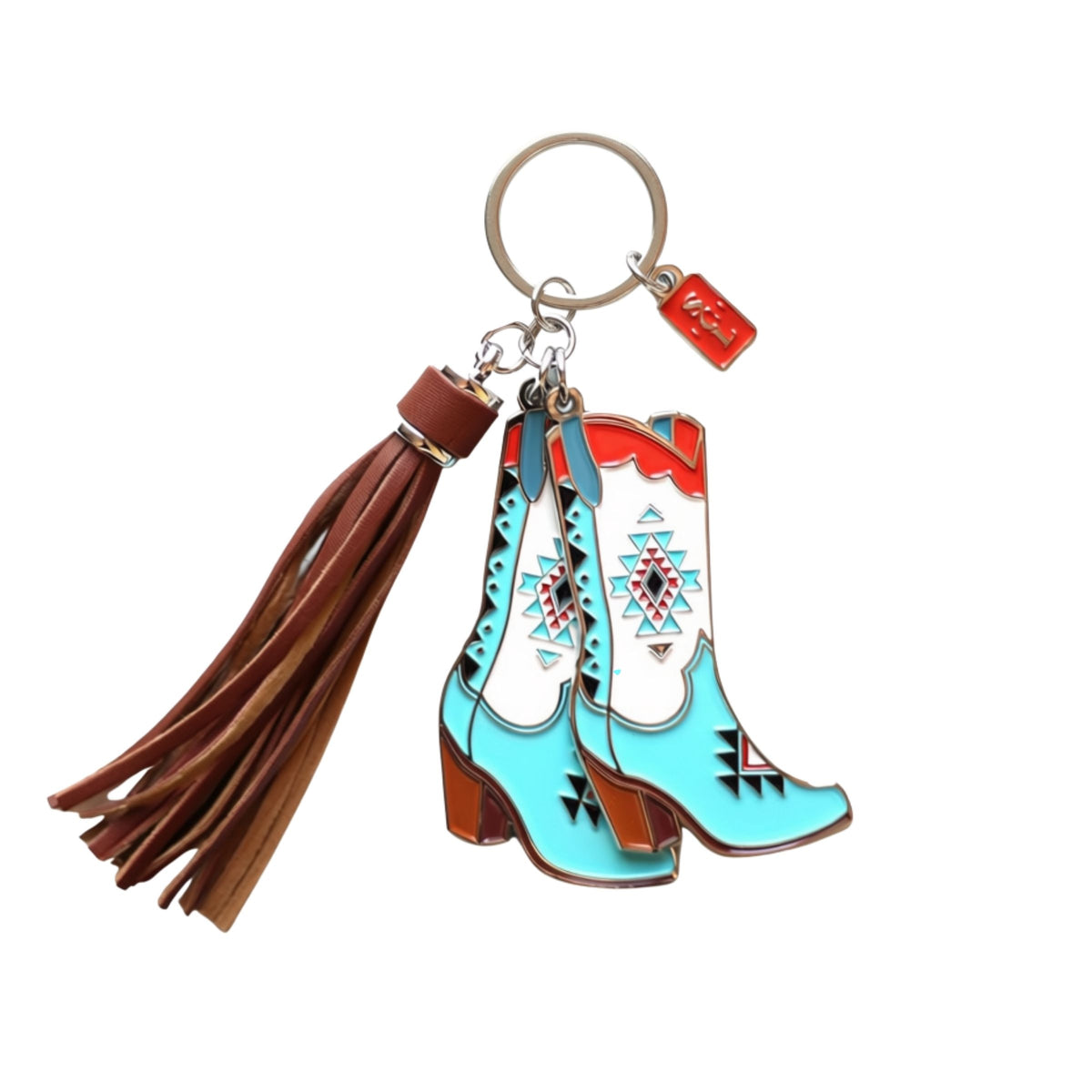 Southwest Aztec Cowgirl Boots Keychain or Bag Charm
