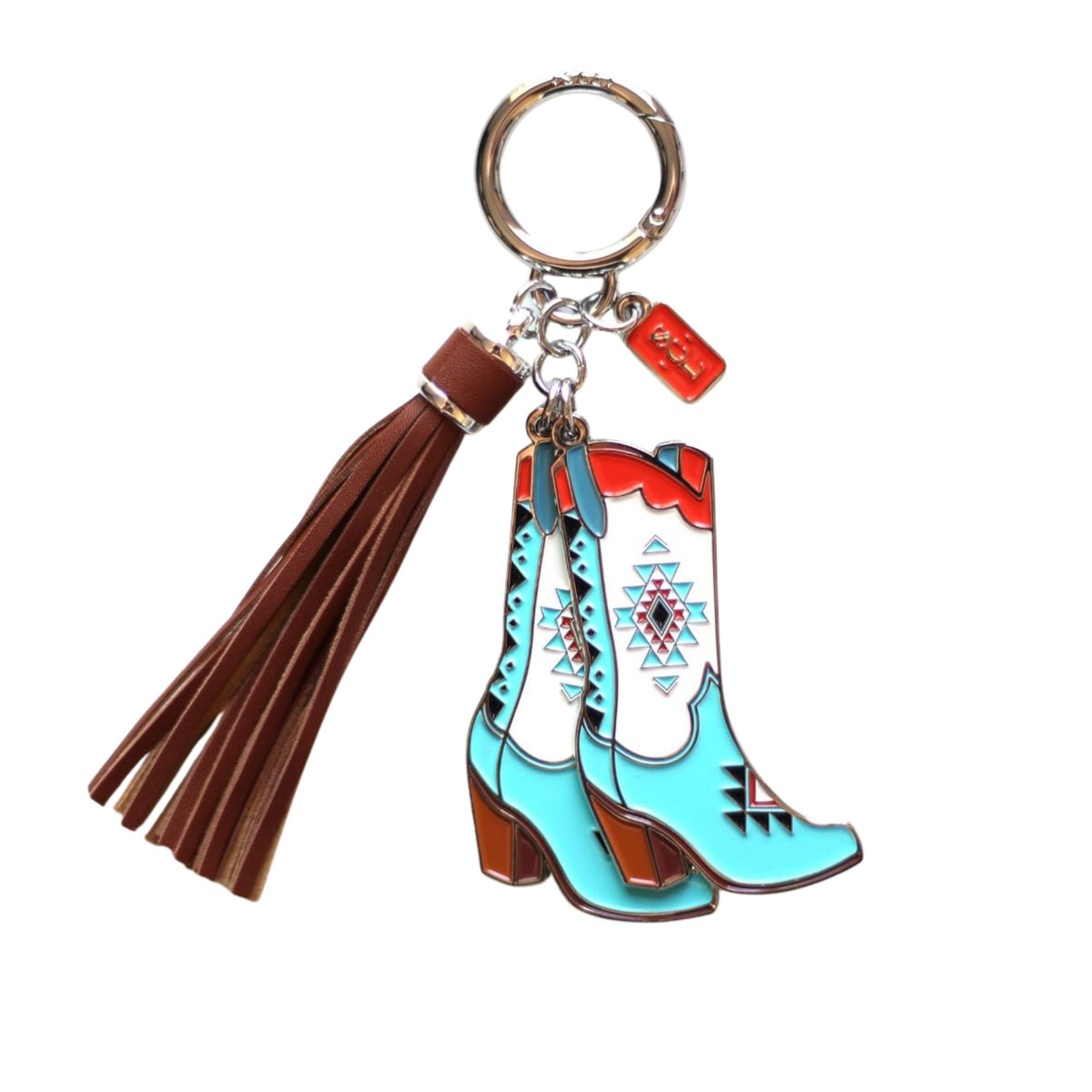 Southwest Aztec Cowgirl Boots Keychain or Bag Charm