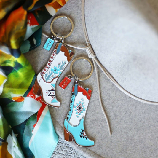 Southwest Aztec Cowgirl Boots Keychain or Bag Charm