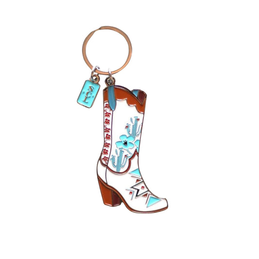Southwest Aztec Floral Cowgirl Boots Keychain or Bag Charm