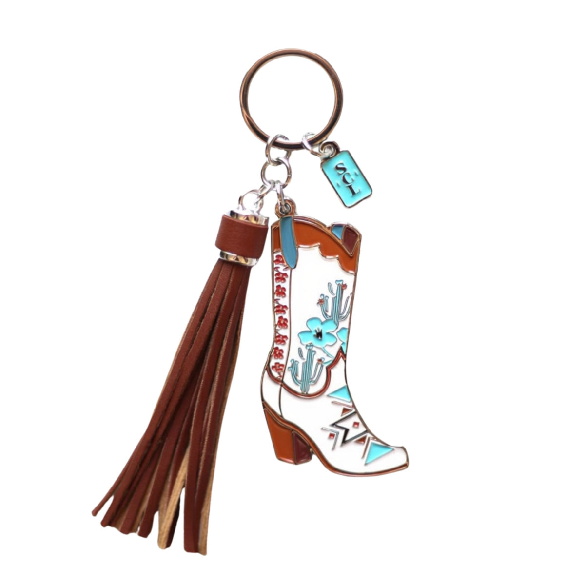 Southwest Aztec Floral Cowgirl Boots Keychain or Bag Charm