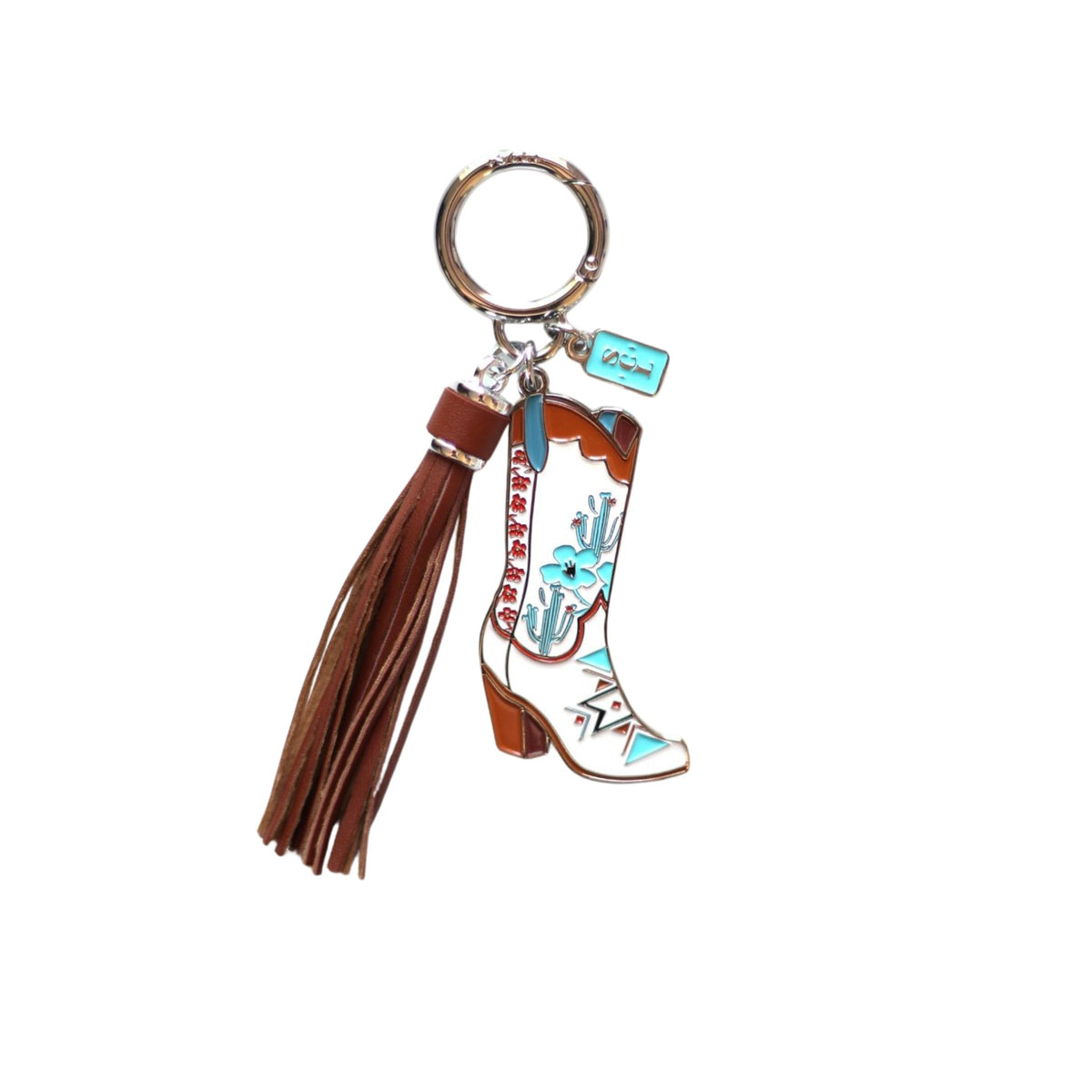 Southwest Aztec Floral Cowgirl Boots Keychain or Bag Charm