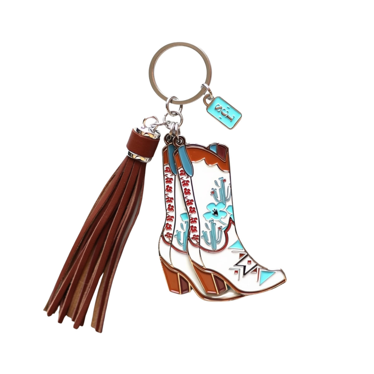 Southwest Aztec Floral Cowgirl Boots Keychain or Bag Charm