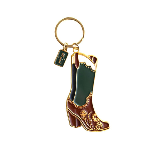 Studded Paisley Cowgirl Boots Keychain or Bag Charm