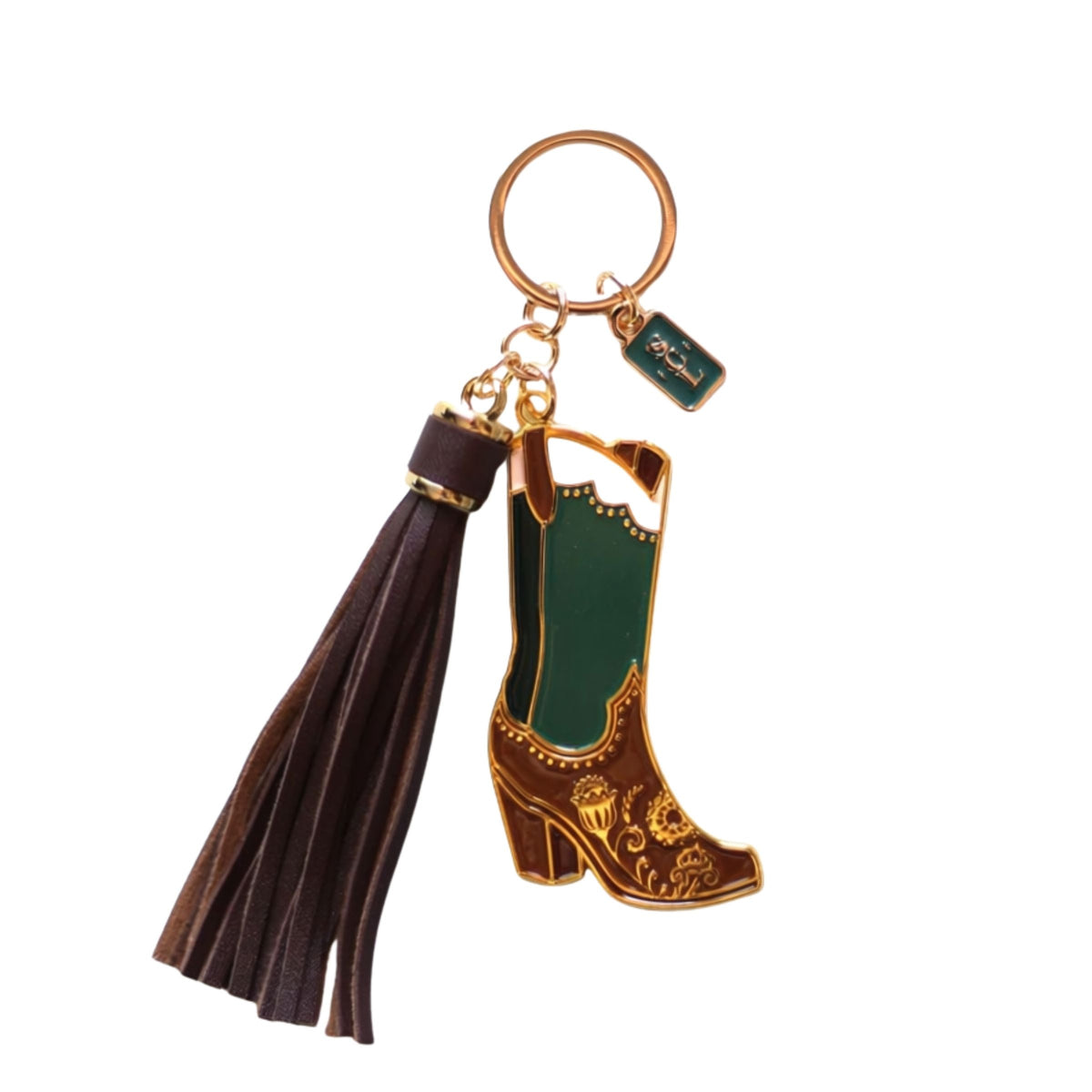 Studded Paisley Cowgirl Boots Keychain or Bag Charm
