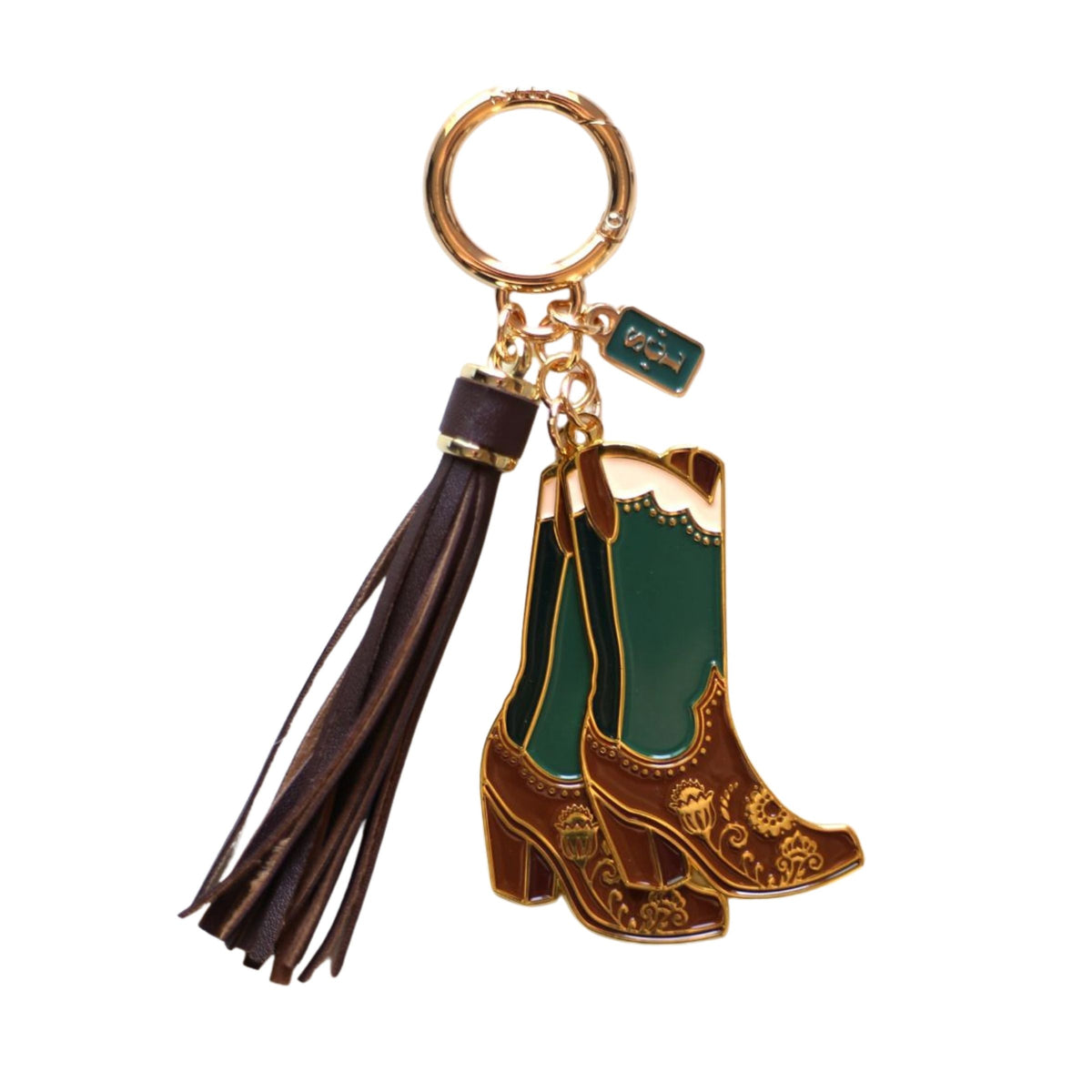 Studded Paisley Cowgirl Boots Keychain or Bag Charm