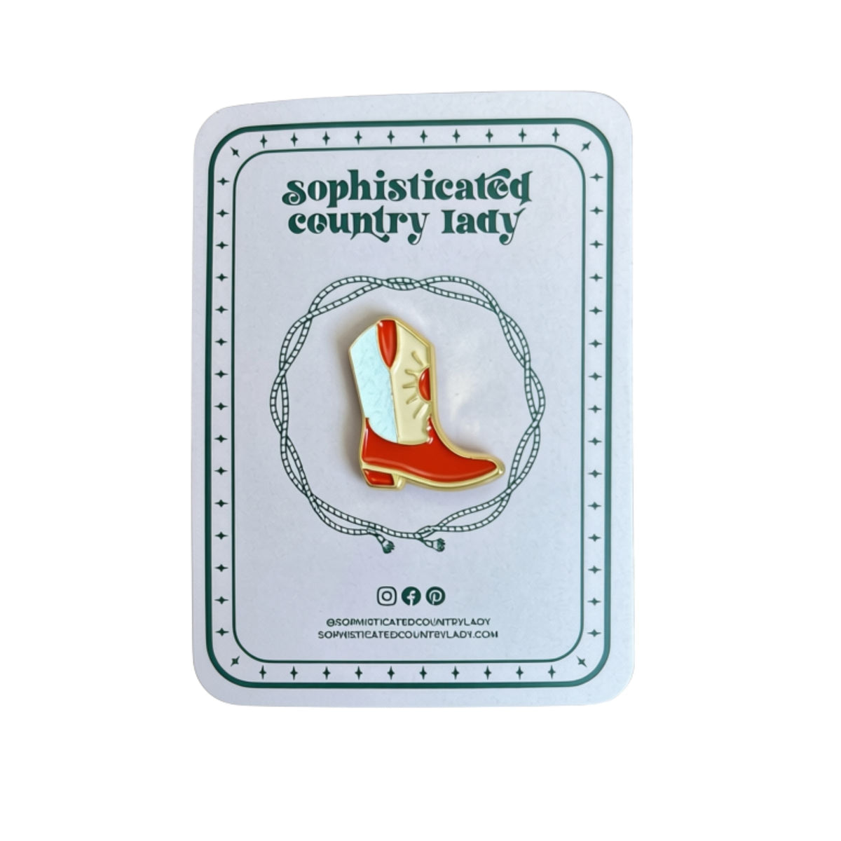 Sunburst Cowgirl Boot Enamel Pin