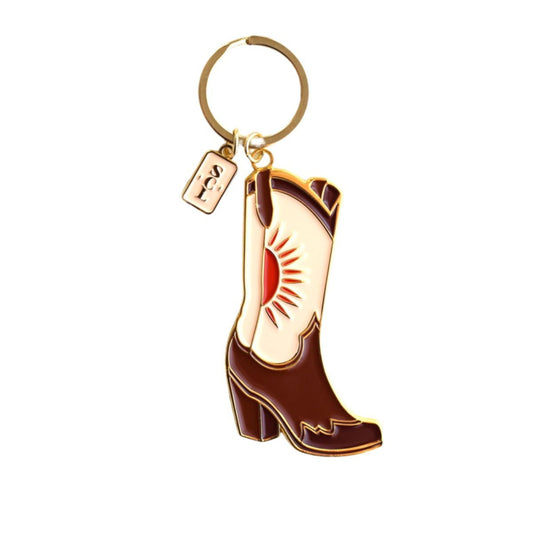 Pink Sunburst Cowgirl Boots Keychain or Bag Charm