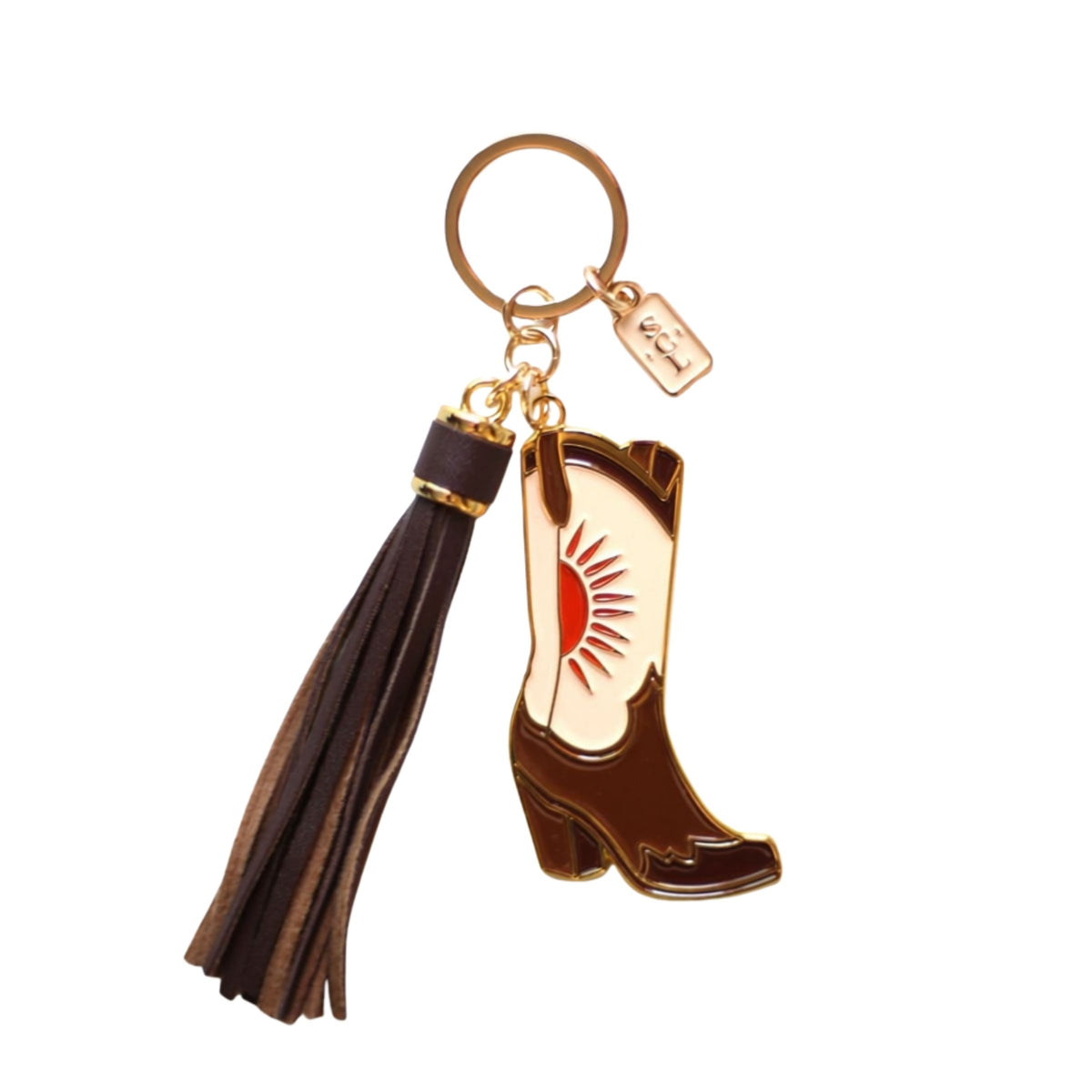 Pink Sunburst Cowgirl Boots Keychain or Bag Charm