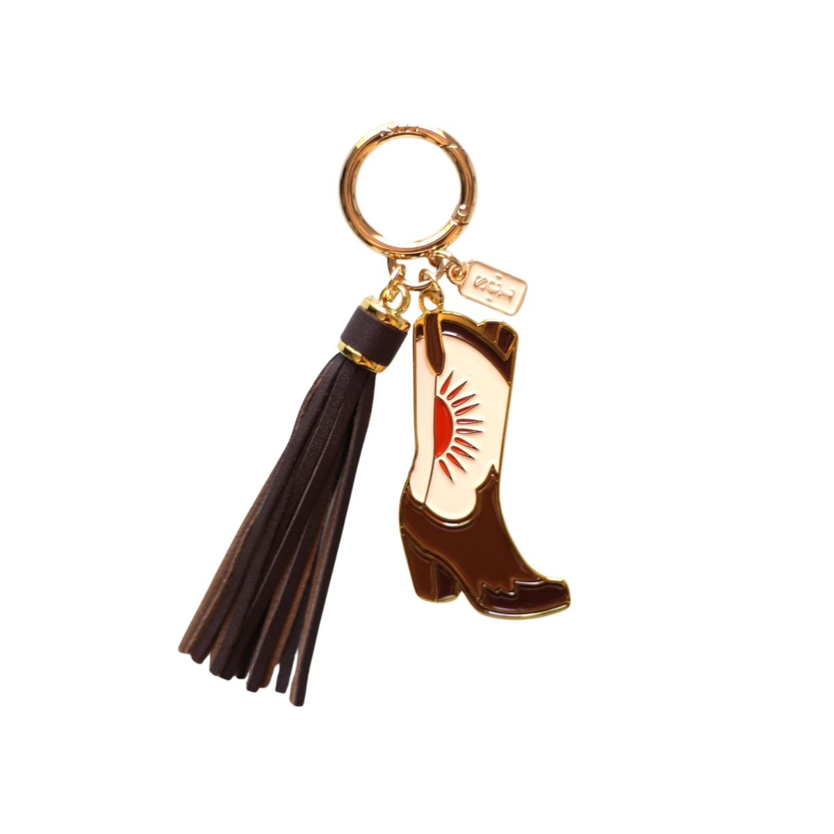 Pink Sunburst Cowgirl Boots Keychain or Bag Charm