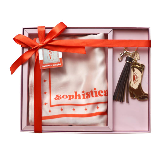 Sundown Cowgirl Silk Scarf Gift Set with Keychain