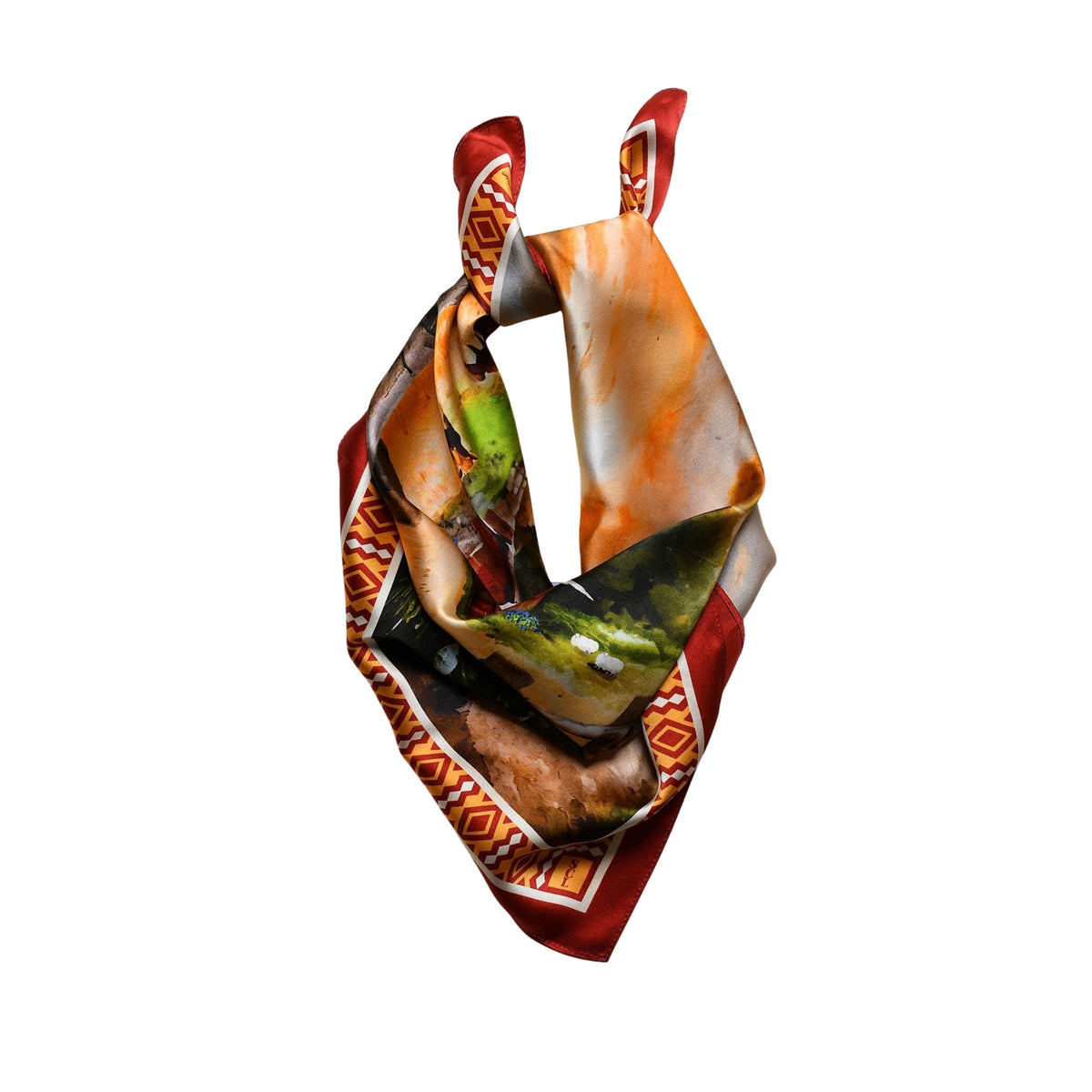 Tranquil Pastures Silk Scarf Squarelet