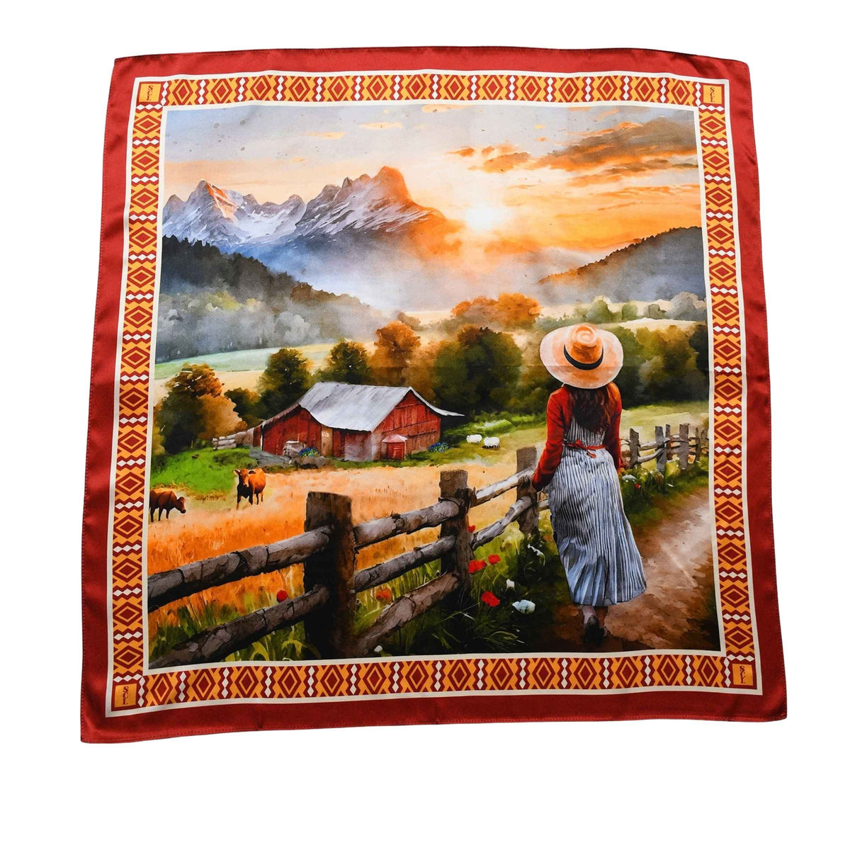 Tranquil Pastures Silk Scarf Squarelet