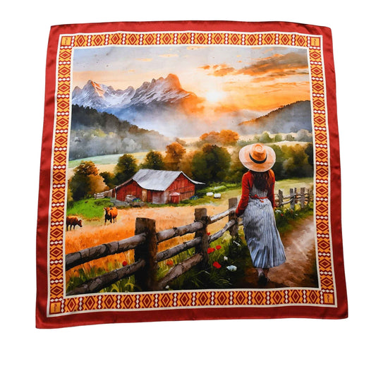Tranquil Pastures Silk Scarf Squarelet